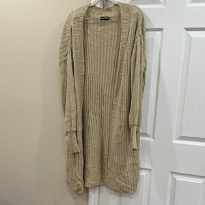 PrettyLittleThing Tan Ribbed Longline Cardigan